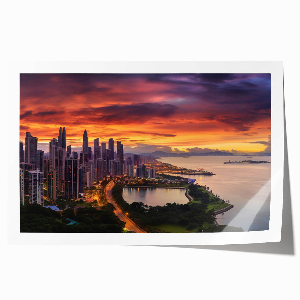 Rolled print of a Central American scenery featuring lush greenery and vibrant flowers, ideal for art wall dining room.