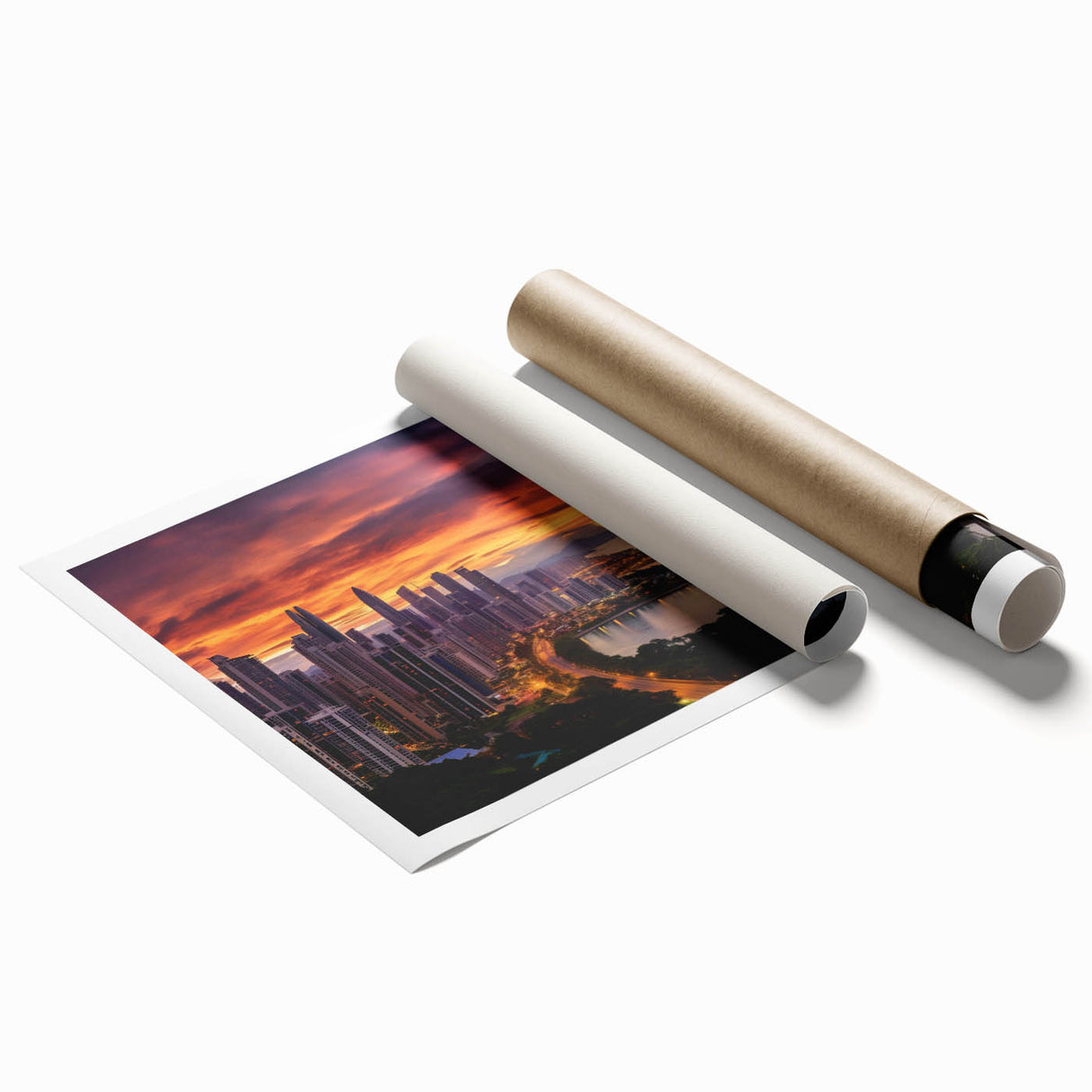 Extra large rolled print of a Panamanian landscape with vivid greenery and floral elements.