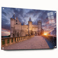 Acrylic print of a large abstract depiction of a European scenery, suitable for bedroom or dining room decor.