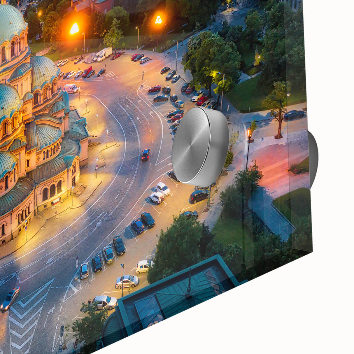 Large abstract wall art print of a European scenery in Bulgaria, featuring muted earth tones on acrylic glass.