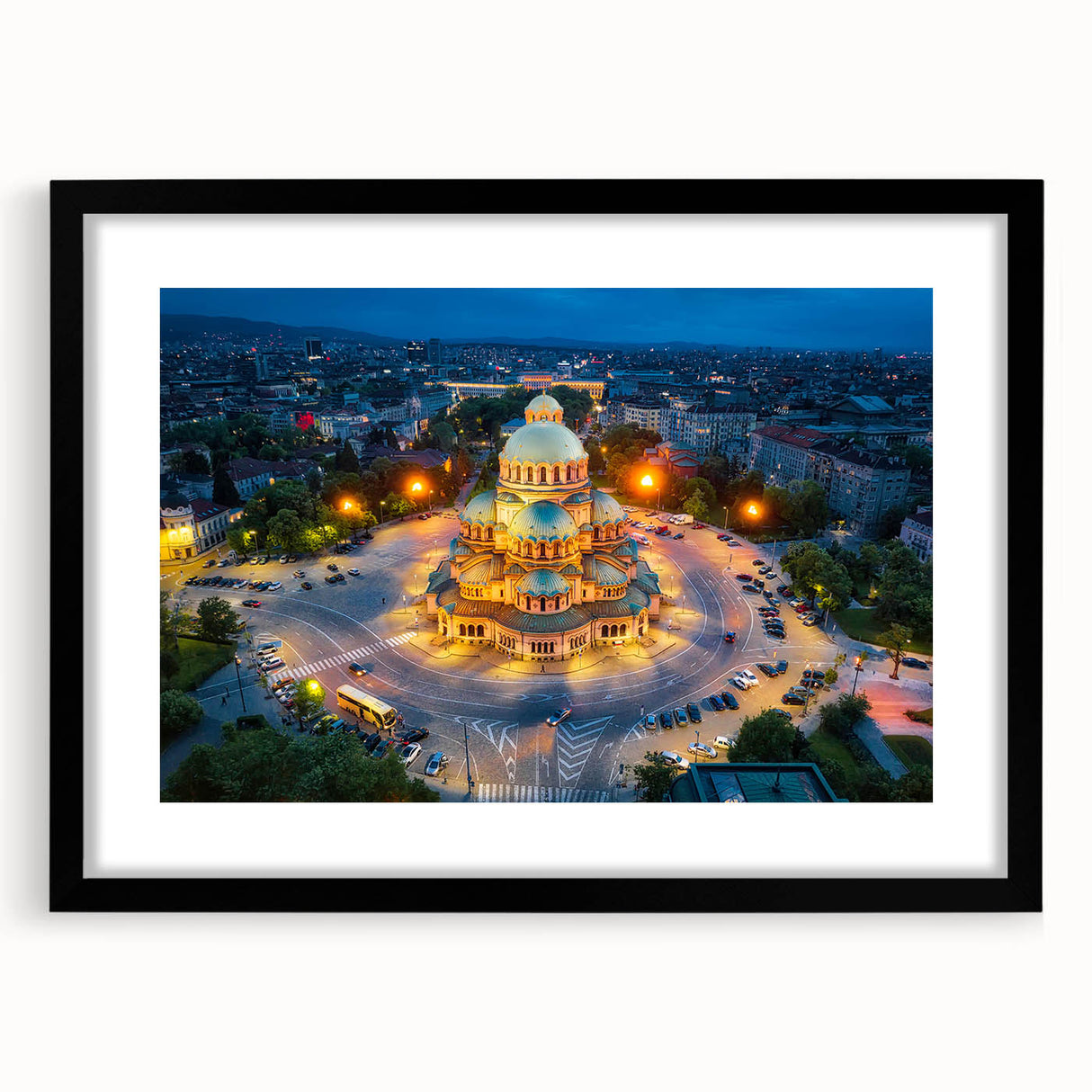 Extra large abstract art print depicting vibrant, colorful scenery of a Bulgarian landscape on a textured canvas.