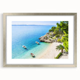 Extra large abstract art print depicting a textured European landscape in muted earth tones, framed in silver.