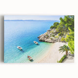 Black and white photo of a Croatian coastal town on stretched canvas, ideal for kitchen wall art.