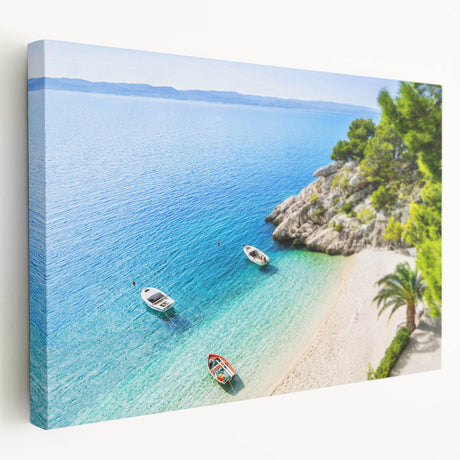 Large art depicting a scenic view of a Croatian landscape on stretched canvas, suitable for kitchen wall art.