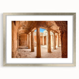 Extra large abstract art print of a European landscape in textured silver frame, ideal for living room decor.