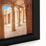 Black wall art depicting a textured European Cyprus scenery in vibrant colors on a framed canvas.