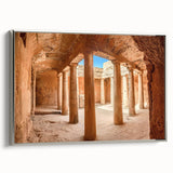 Framed canvas of a vintage-style landscape painting featuring colorful scenery of Europe, ideal for living room decor.