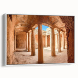 Vintage poster art of a European Cyprus landscape, colorful palette, framed canvas, ideal for living room decor.