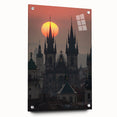 Acrylic print of Prague skyline with muted earth tones, ideal for dining room decor.