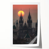 Rolled print of Prague scenery with muted earth tones, ideal for art wall dining room.