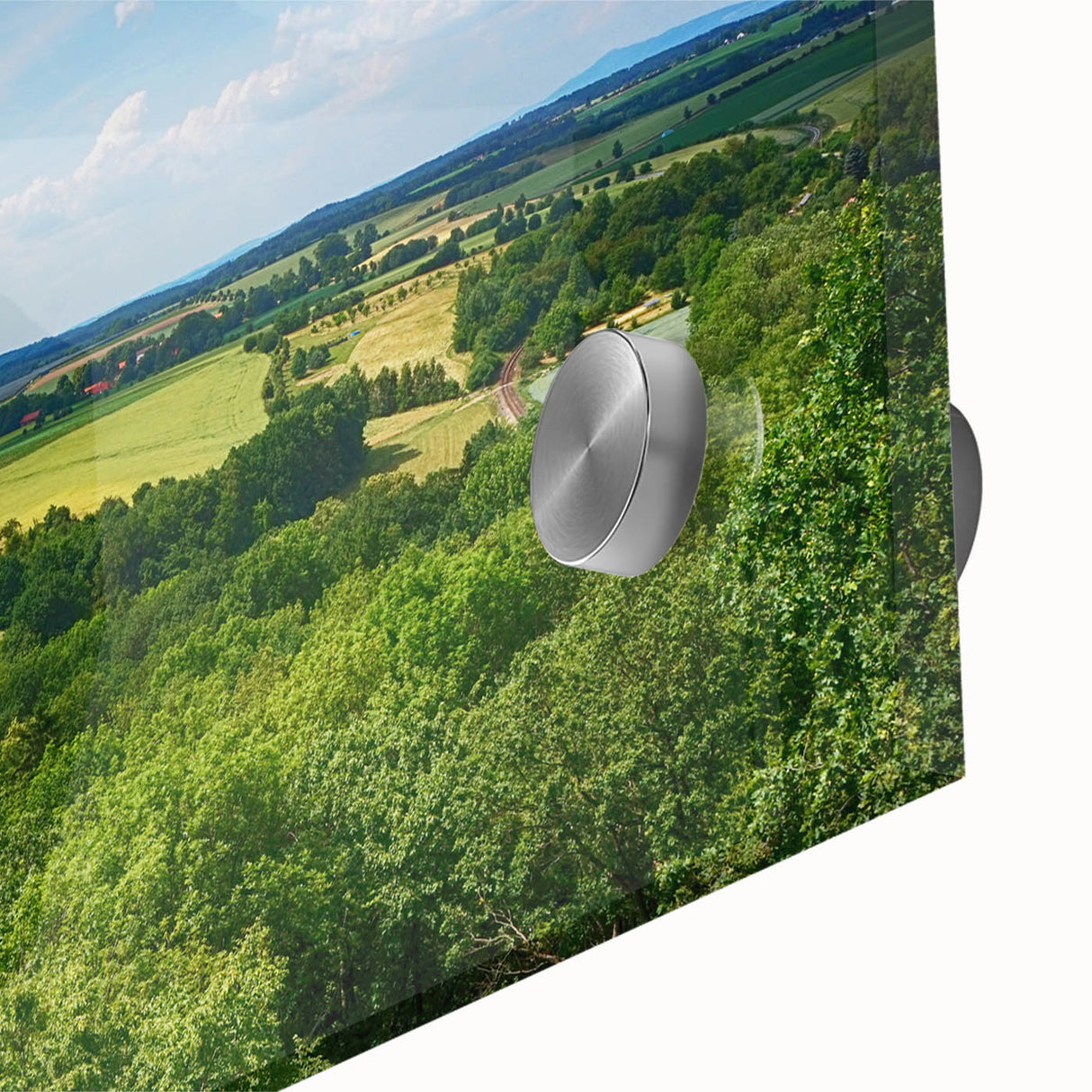 Large abstract wall art featuring a mid-century modernist Czech Republic scenery in muted earth tones.