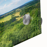 Large abstract wall art featuring a mid-century modernist Czech Republic scenery in muted earth tones.