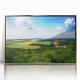 Art Deco poster of a Czech Republic scenery in gold acrylic frame, suitable for modern nursery wall art.