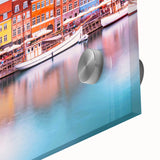 Large abstract wall art depicting a European Denmark scenery in muted earth tones on acrylic glass.