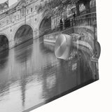 Large abstract depiction of Bath, England in muted earth tones on acrylic glass, ideal for dining room art.