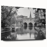 Acrylic print of a large abstract depiction of Bath, England, in muted gray and blue tones.