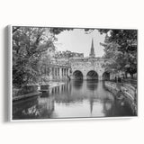 Vintage poster art of Bath, England in vibrant colors on a large framed canvas, ideal for living room decor.