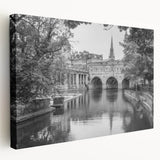 Panoramic view of Bath, England on stretched canvas, featuring muted earth tones, ideal for kitchen wall art.