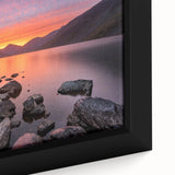 Extra large framed canvas depicting a textured, colorful European scenery, ideal for living room decor.