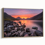Framed canvas depicting a vintage-style landscape of Cumbria, England, in muted earth tones, ideal for bedroom wall art.