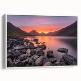 Vintage poster art of Cumbria landscape on extra large framed canvas, featuring colorful art with black accents.