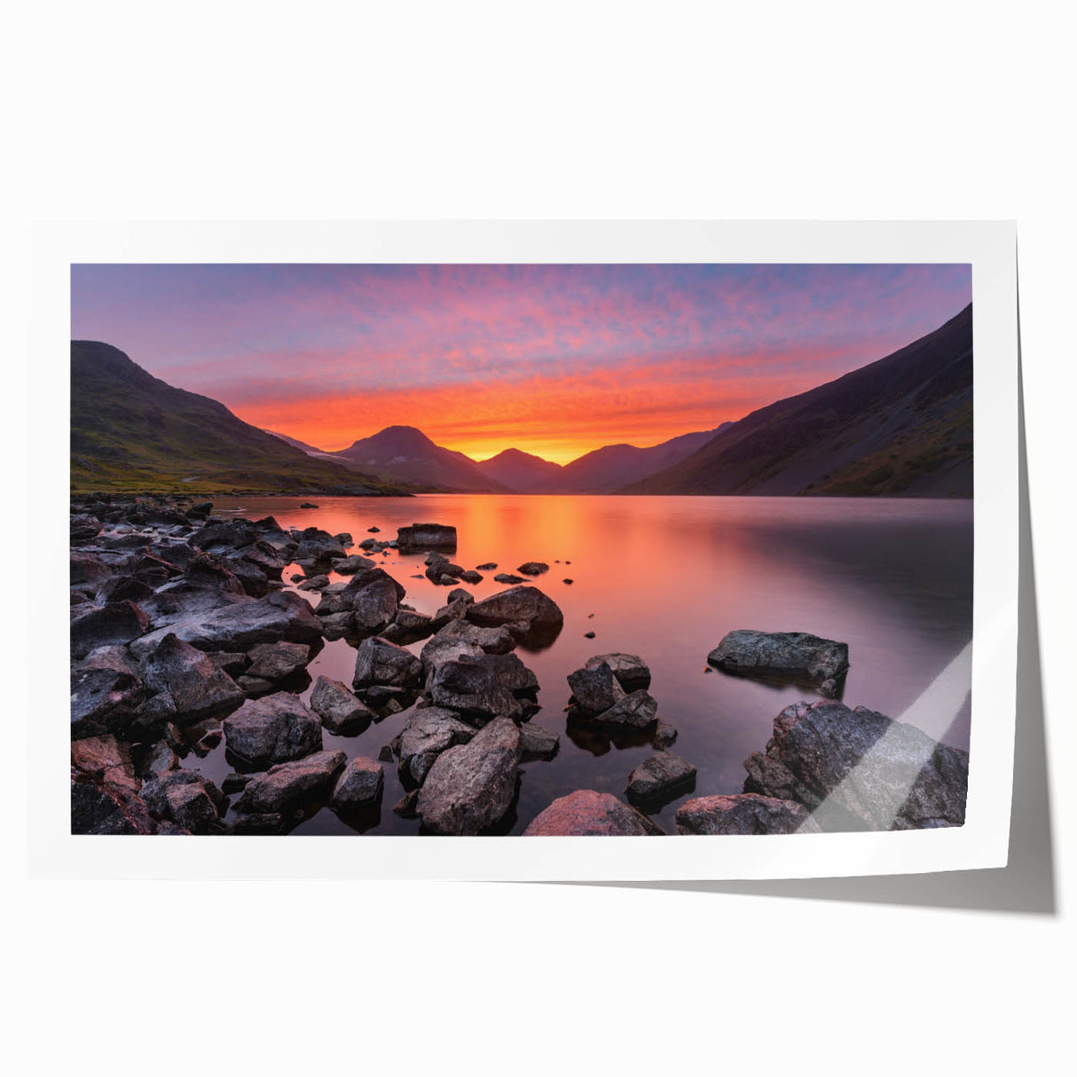 Extra large rolled print of Cumbria, England scenery with vibrant green landscapes and floral elements.
