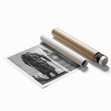 Extra large rolled print featuring a London scenery with floral motifs in soft pastel colors.