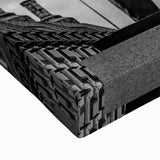 Black and white landscape art painting of London on stretched canvas, ideal for bedroom wall decor.