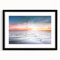 Abstract art print featuring a colorful, textured depiction of a European scenery on a large framed canvas.