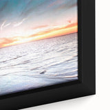 Extra large framed canvas featuring a textured, colorful depiction of a European scenery, ideal for living room decor.
