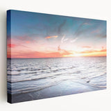 Large canvas print of a European scenery in Estonia, featuring muted green and blue tones, ideal for kitchen wall art.