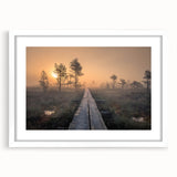 Textured art depicting a serene Finnish landscape in muted earthy tones on a framed canvas, ideal for bedroom decor.