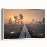 Vintage poster art of a scenic Finland landscape in vibrant colors on a large framed canvas, ideal for living room decor.