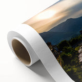 Art Deco poster of French Alps scenery in pastel shades on rolled canvas, ideal for nursery wall art.