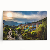 Black and white stretched canvas featuring a panoramic view of the French Alps, ideal for kitchen wall art.