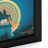 Extra large framed canvas featuring a textured depiction of Lyon, France in black with colorful accents.