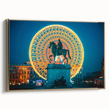 Framed canvas of a vintage-style Lyon landscape in muted gold and black tones, ideal for bedroom wall art.