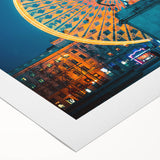 Art deco poster of Lyon scenery, featuring muted earth tones on rolled canvas, ideal for dining room wall art.