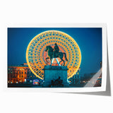 Rolled print of Lyon, France scenery with vibrant floral elements in pastel shades.