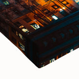 Black and white landscape art painting of Lyon, France on stretched canvas, ideal for bedroom wall decor.