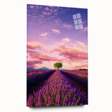 Large abstract wall art of Provence scenery in muted earth tones on acrylic glass, ideal for bedroom or dining room decor.