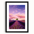 Extra large abstract art print depicting a colorful, textured scenery of Provence, France, in a black frame.