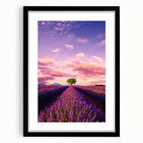Extra large abstract art print depicting a colorful, textured scenery of Provence, France, in a black frame.
