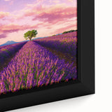 Extra large framed canvas featuring a textured depiction of a Provencal landscape in black with colorful accents.