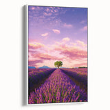 Vintage poster art of a Provence landscape in vibrant colors on a framed canvas, ideal for living room decor.