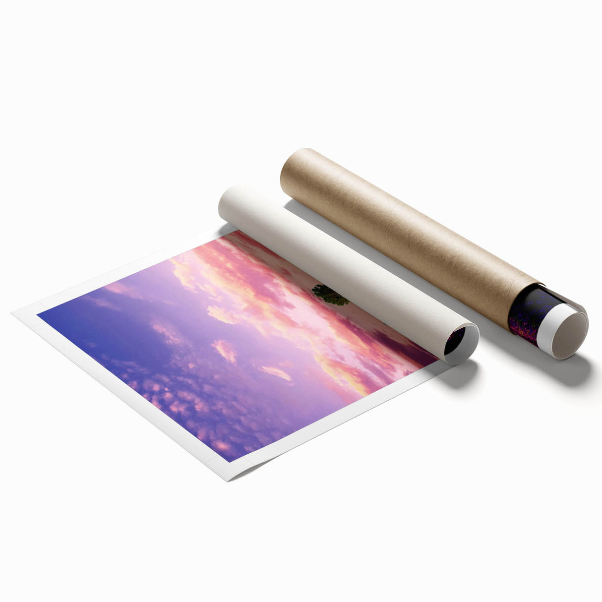 Extra large wall art depicting a serene Provence landscape with lavender fields in pastel shades, printed on rolled canvas.