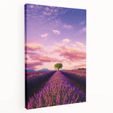 Large art depicting a serene Provence landscape in muted earth tones on stretched canvas, ideal for kitchen wall decor.