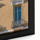 Extra large black wall art featuring a textured, colorful abstract design of a Southern France scenery on framed canvas.