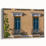 Landscape art painting of a vintage French scene in colorful tones on a framed canvas, ideal for living room decor.