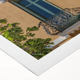 Art deco poster of a scenic South France landscape in muted pastel colors on rolled canvas, ideal for dining room wall art.